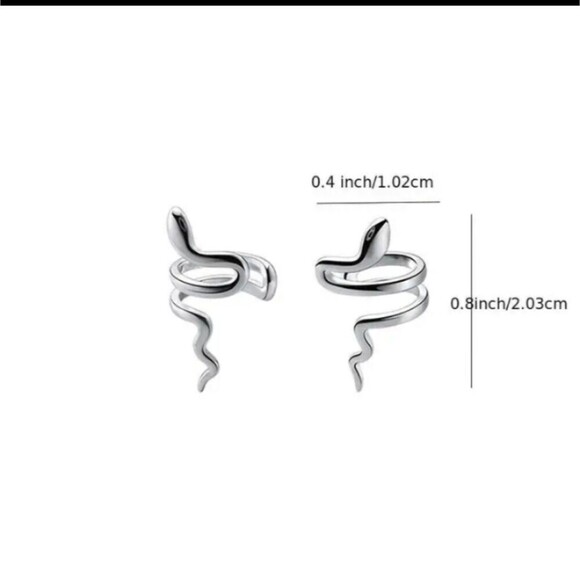 STERLING silver snake ear cuff pair earrings no piercing - Picture 6 of 7